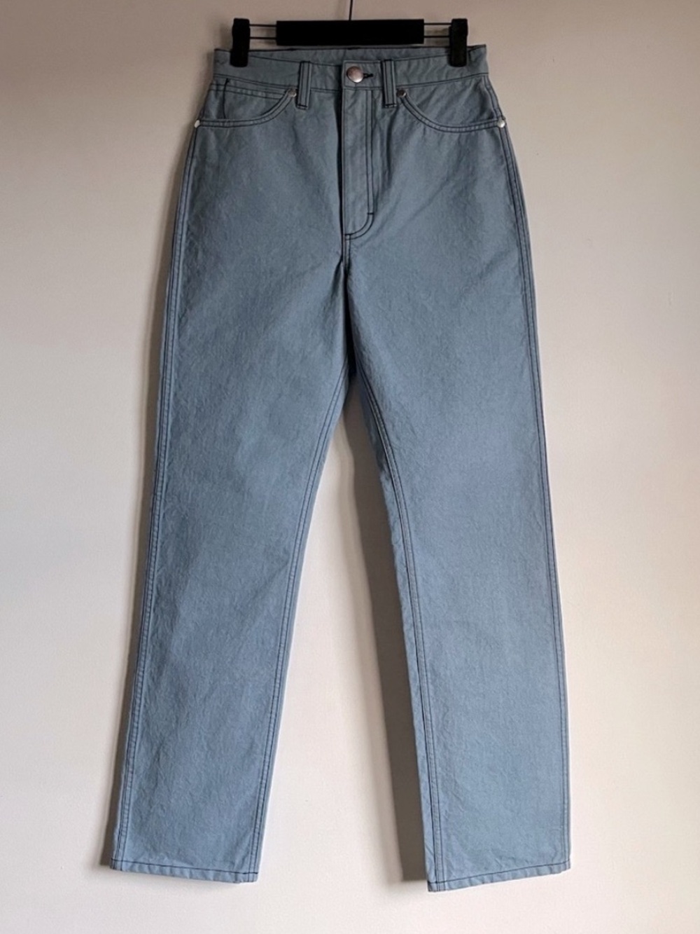NWOT Wrangler Rigid Jean in Bright Blue Wash Denim Straight Leg Size 7 24/25